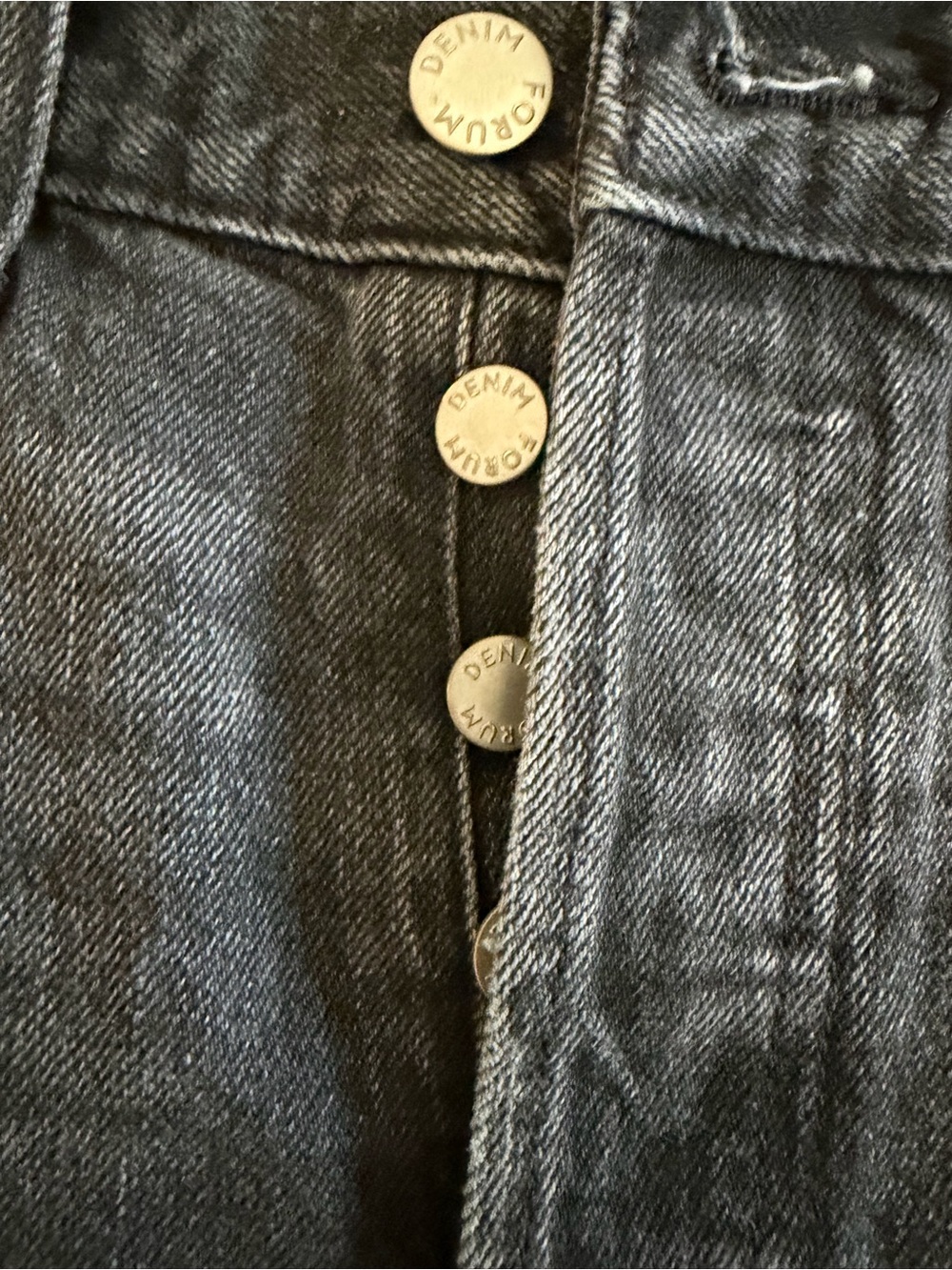 Denim Forum Women's Washed Black Distressed Frayed Hem Jean Shorts - Picture 3 of 5
